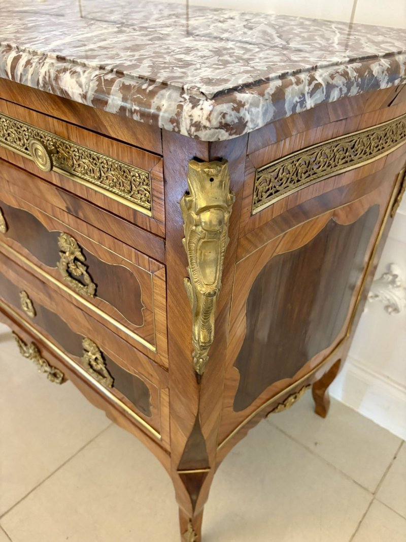 Outstanding Quality Antique Victorian French Marble Top Commode Chest of Drawers - Image 13